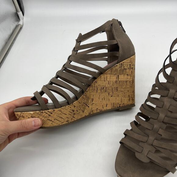 Pop Women Platform Wedge Shoes Zipup Brown Size 10M - Picture 4 of 8